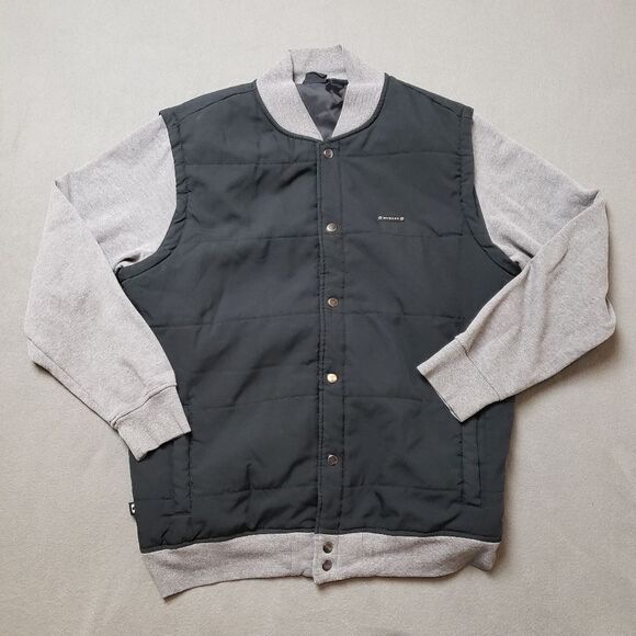Oakley Street Bomber Jacket Men's XL Black And Gray Snap Up Varsity - Picture 1 of 9